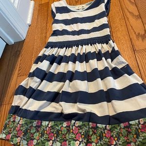 Dark blue white dress with floral pattern on the bottom Matilda, Jane size 8